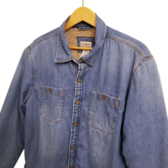 L.L. Bean 1912 Heritage Lined Denim Shirt Jacket, Size Large